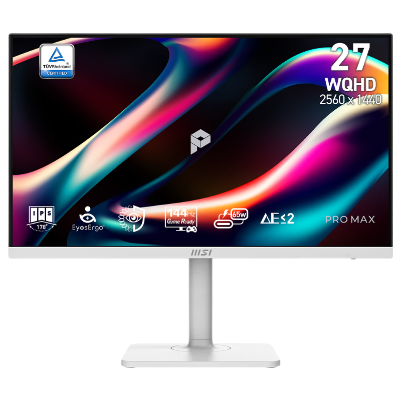MSI 27-inch 2K 144Hz Circular Polarization Eye Protection Technology Mac Software Compatible Built-in Dual Speakers Home Gaming Office Monitor PRO MAX 271QPHW E14
