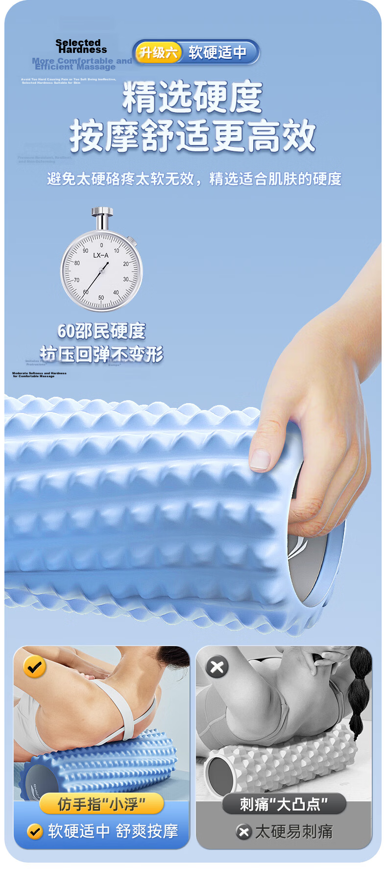 LI-NING Foam Roller Muscle Relaxation Yoga Stick Spiky Massage Roller Calf Massager Fitness Equipment 10