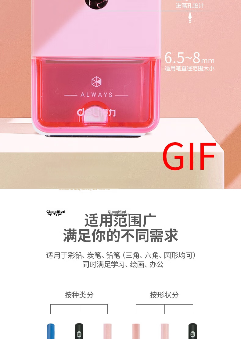 Deli Simple Student Pencil Sharpener, Automatic Lead Disposal, Stationery for Exams And Birthdays, Children's Birthday Gift for Boys And Girls 7