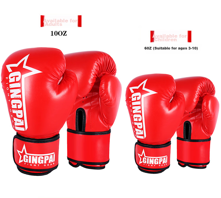 Jingpai Boxing Gloves for Adults And Children, Sanda Fighting Gloves for Men And Women, Breathable Practical Training Gloves for Punching Bag, Red, 6oz 11
