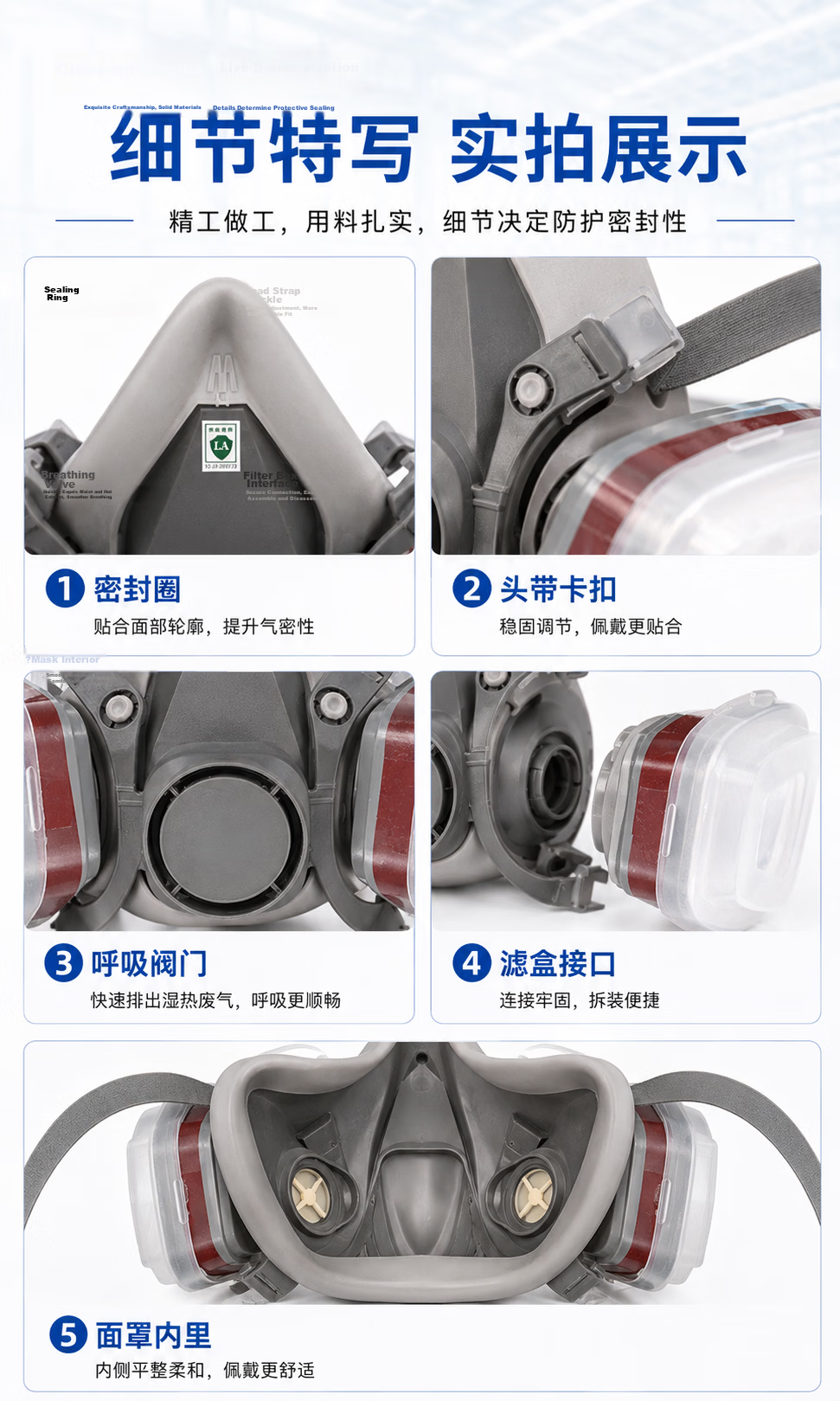 Hulidun CF6200 Gas Mask Respirator Dustproof Toxic Gas Protection Pesticide Industrial Spray Renovation Dust CF6200 Half Facepiece + No.3 Filter Cartridge 4