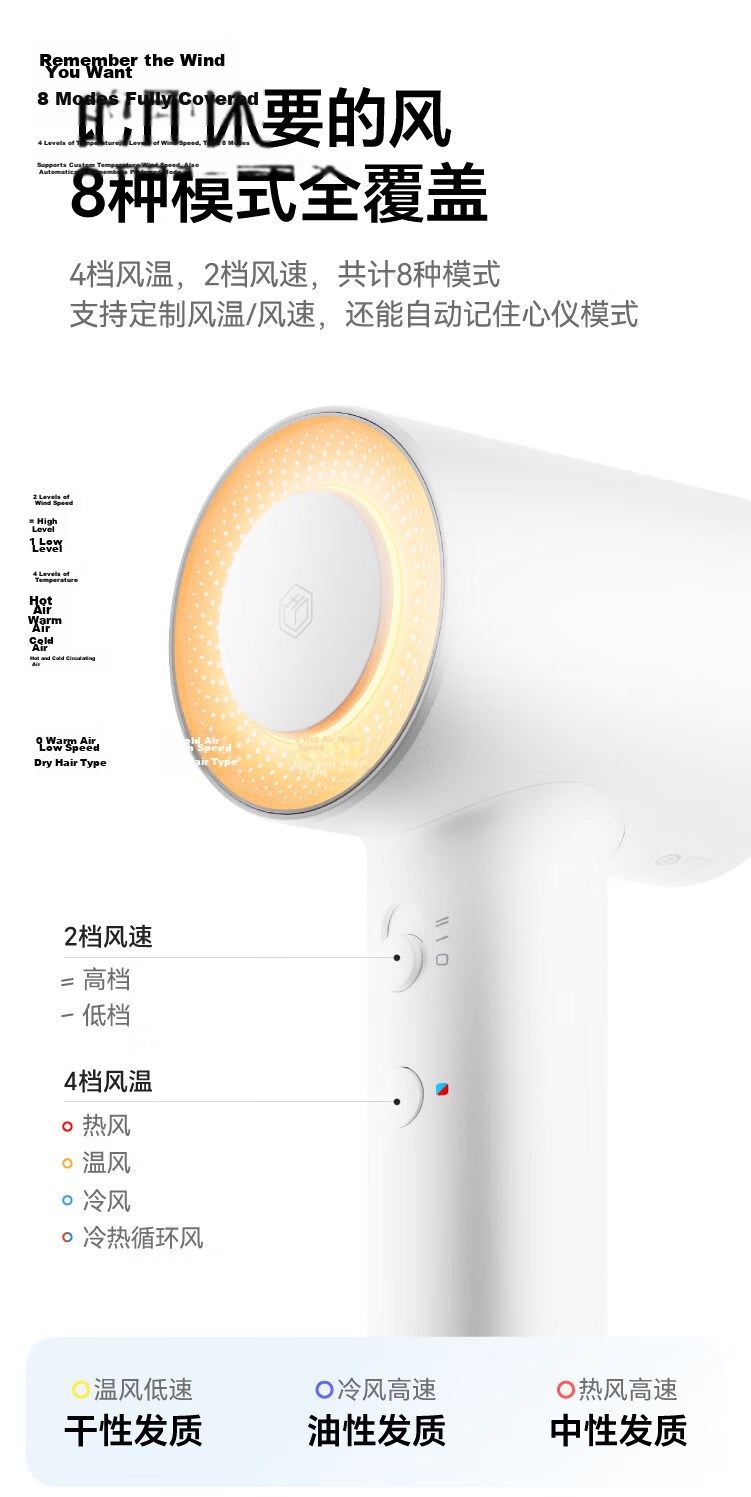 JD Original Beauty High-Speed Hair Dryer Foldable Silver 39 Billion Plasma Blower for Home Use, Quiet Negative Ion High-Power Hair Protection Electric Hair Dryer Birthday Gift for Men And Wome 9