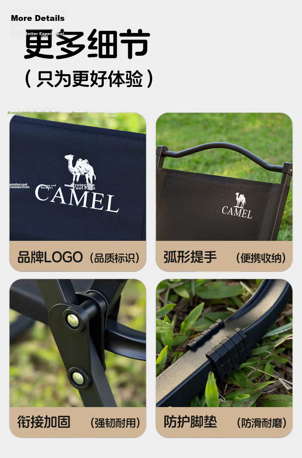 CAMEL Outdoor Camping Folding Chair Portable Backrest Sketching Recliner Fishing Stool Kemit Chair 7586P Sunset Orange/Beige 12