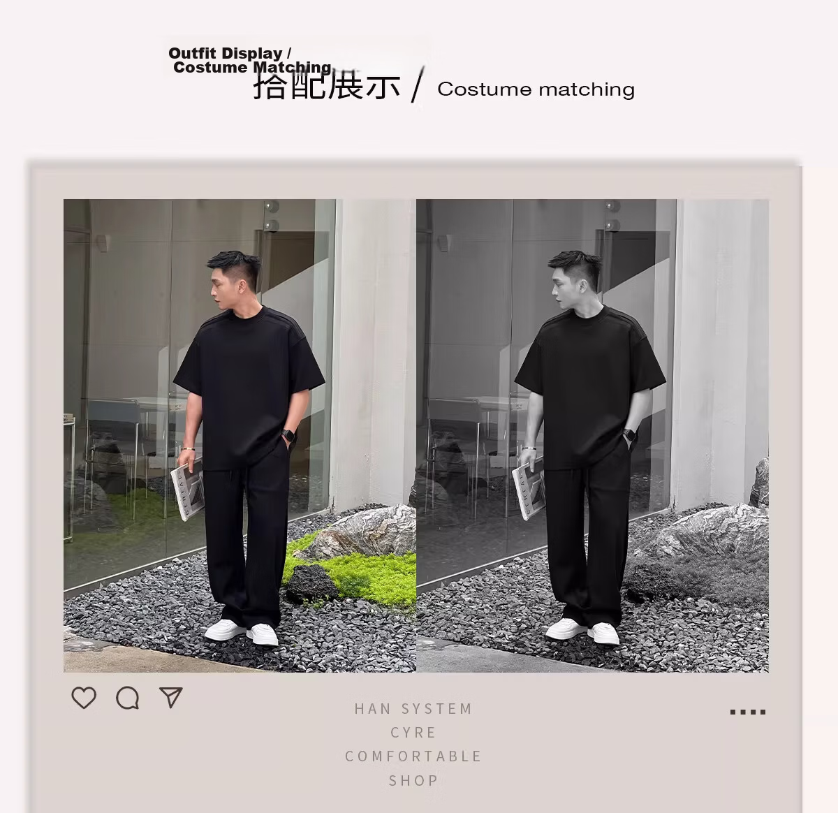 PLAYBOY Jelly Cotton Cooling 7A Antibacterial Short Sleeve T-Shirt Men's Premium Summer Heavyweight Solid Color Straight Shoulder Tee 5