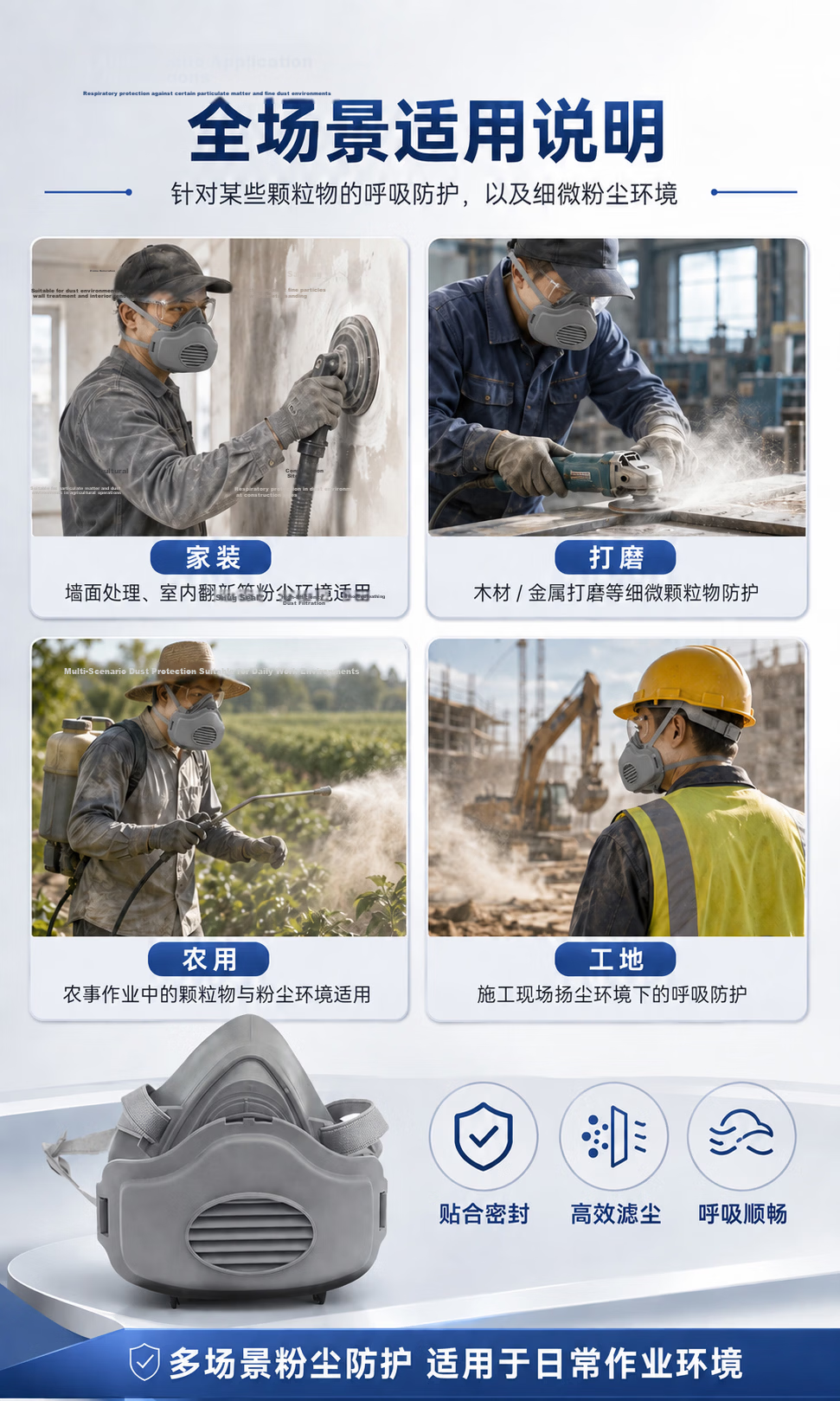Hulidun CF3200 Dust Mask Filter Cotton Anti-Particulate Industrial Dust Coal Mine Construction Site Use 20 Pieces Filter Cotton 6