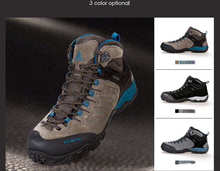 HUMTTO High-Top Hiking Boots, Comfortable Shock-Absorbing Outdoor Men's Trekking Shoes, Travel Cross-Country Climbing Shoes, Brown, Size 42 3
