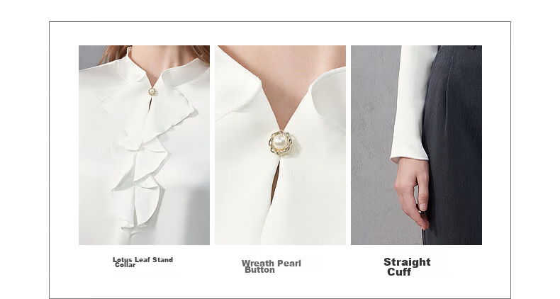 G2000 Satin Ribbon Stand Collar Women's Spring Autumn Silky Long Sleeve Casual Shirt Mall Same Style 6