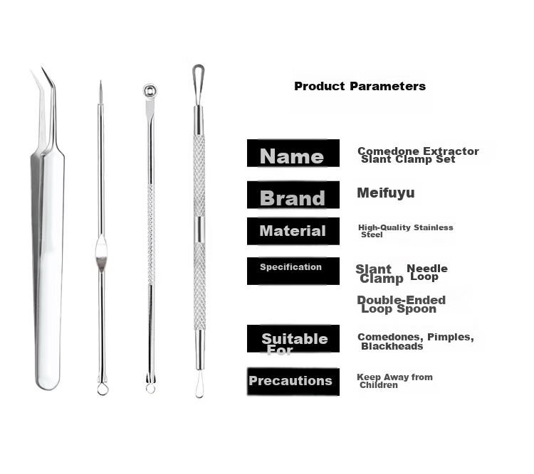 Meifuyu Ultra-Fine No. 5 Blackhead Extractor Tweezers 3-Piece Set for Removing Whiteheads And Acne, Beauty Salon Pimple Extracting Tool MF8725 2