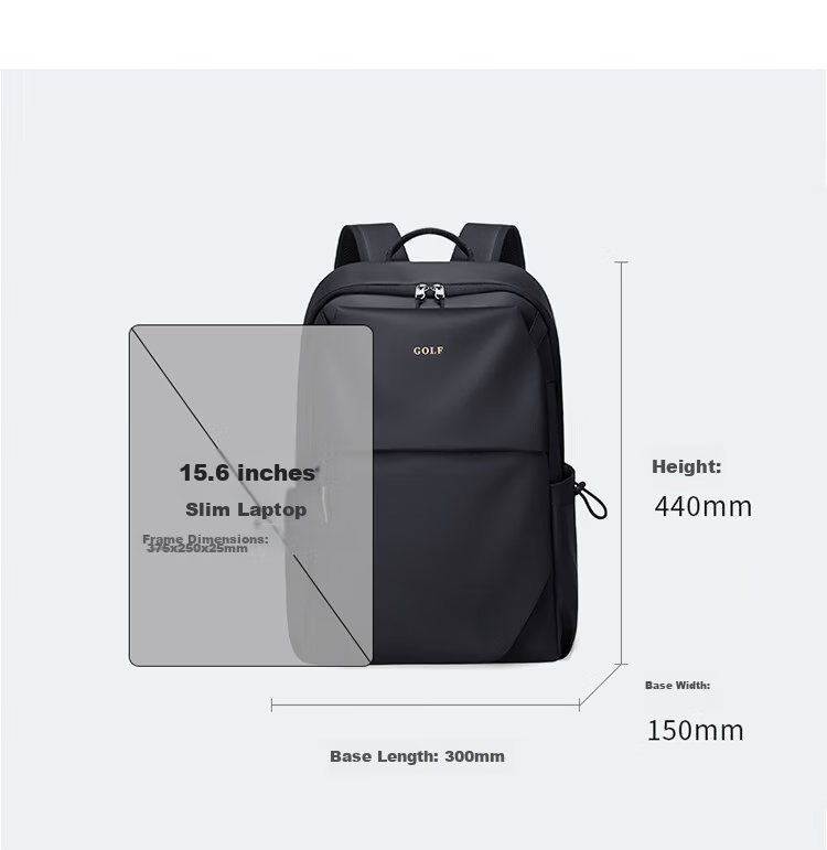 GOLF Men's Large Capacity Backpack Water-Resistant 15.6-inch Laptop Student Casual Travel Bag 16