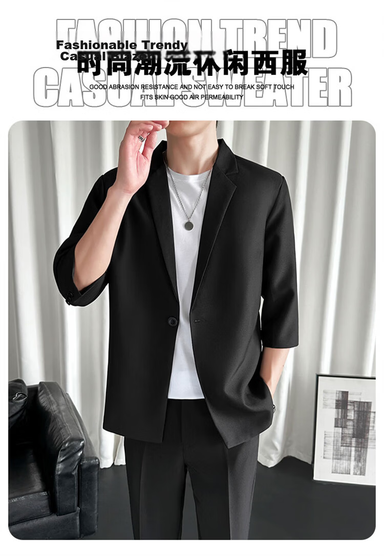 ROMON Men's Summer Breathable Suit Jacket Youth Loose Business Casual Trendy Short Sleeve Blazer Light Gray 3XL 2