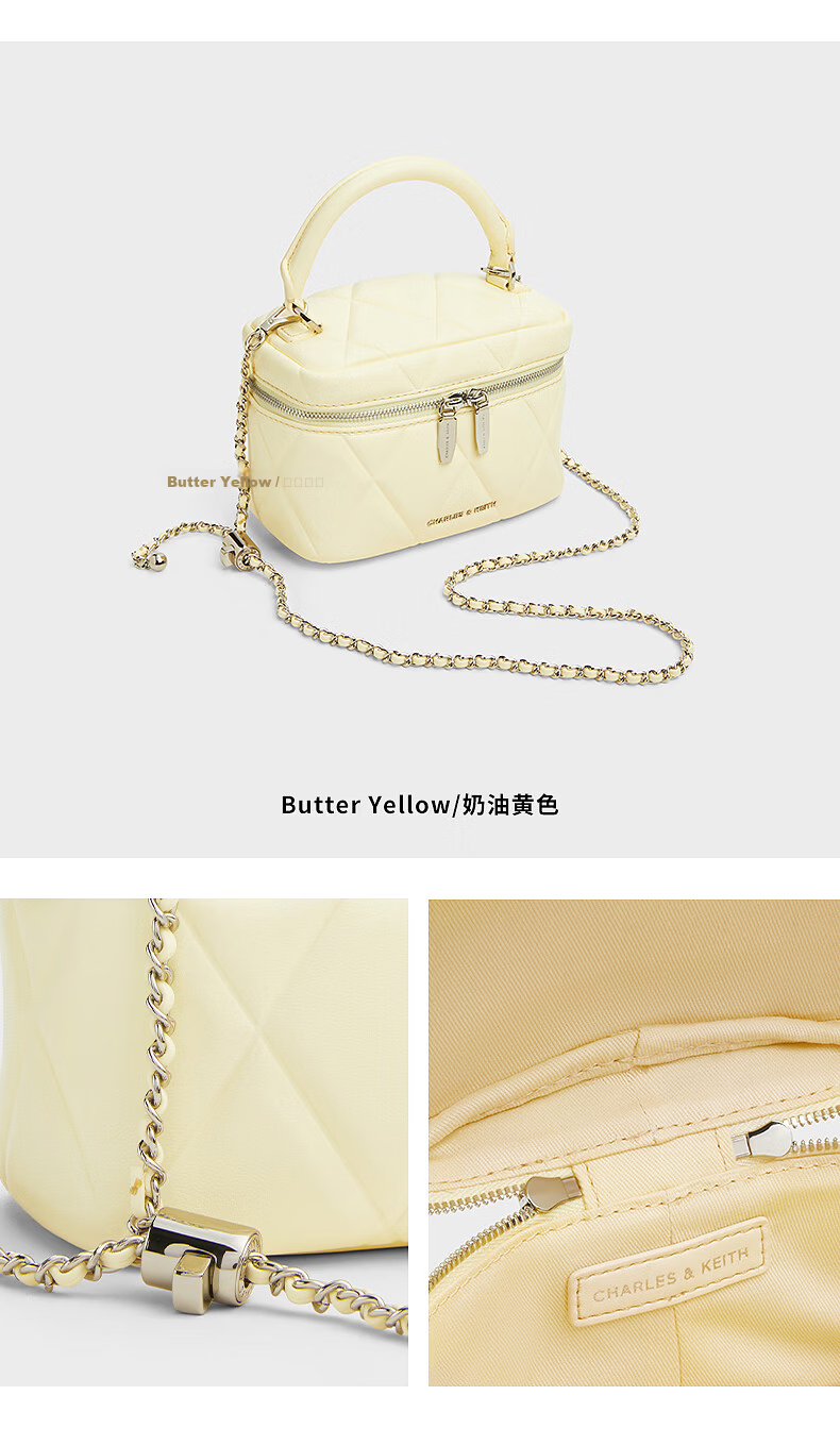 CHARLES & KEITH Quilted Chain Handle Small Square Crossbody Box Bag Women's Birthday Gift CK2-80782534 16