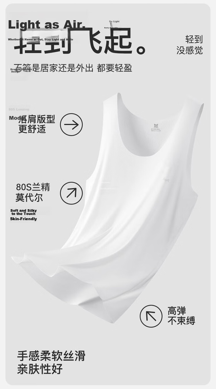MiiOW 80S Modal Men's Tank Top, Spring And Autumn Ice Silk Seamless Sports Undershirt, Sleeveless Inner Layer, Cobalt Blue XL 5