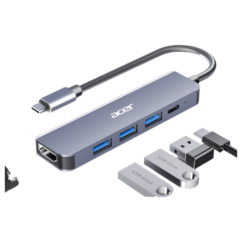 Acer Type-C Docking Station Gigabit Ethernet Adapter USB 3.0 Hub Wired Network Card RJ45 Converter HDMI 4K PD Charger Dock