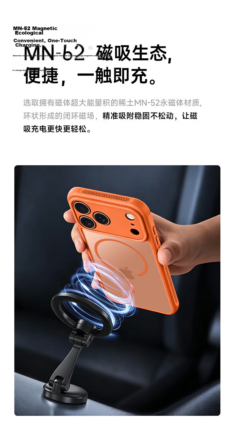 SHIYONG Compatible with iPhone 17 Pro Max Case, Magsafe Magnetic Matte Texture Heat Dissipation Full Coverage Shockproof Protective Cover for Men and Women, New Orange 9