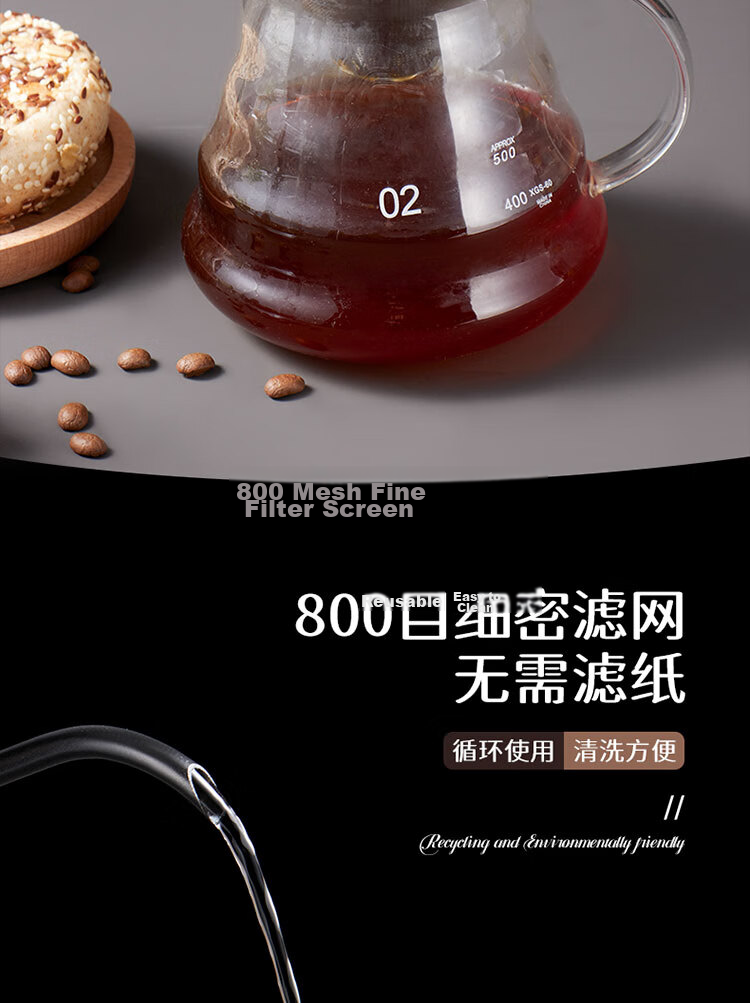 Baijie Coffee Filter Mesh Hand Drip Coffee Filter Stainless Steel Reusable 800 Mesh Drip Coffee Funnel 4