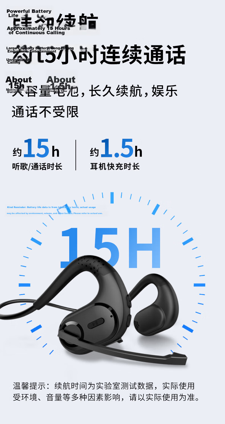Masentek G9 Wireless Bluetooth Earphones Open-Ear Hook Style Dual Microphone Bone Conduction Concept Neckband Noise-Cancelling Sports Running Music Gaming 13