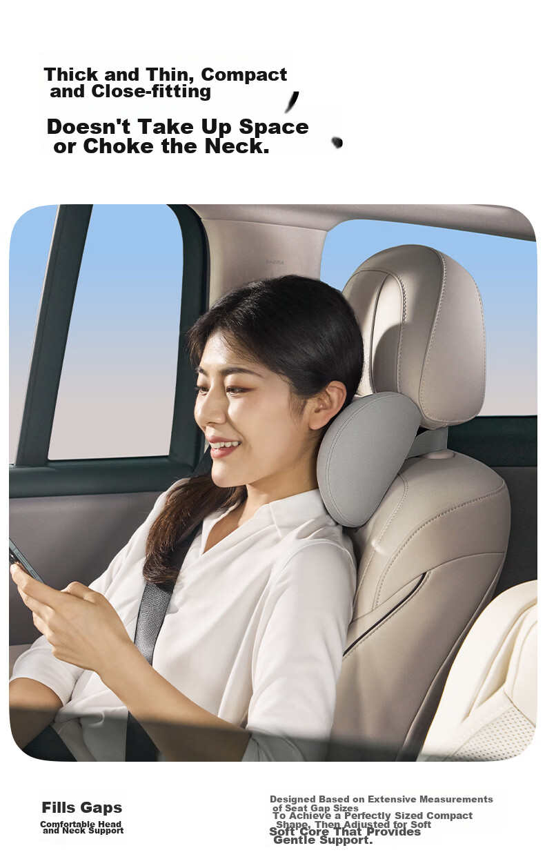 CICIDO Adjustable Car Headrest Neck Pillow Seat Cushion Premium Driver Lumbar Support Pad 15