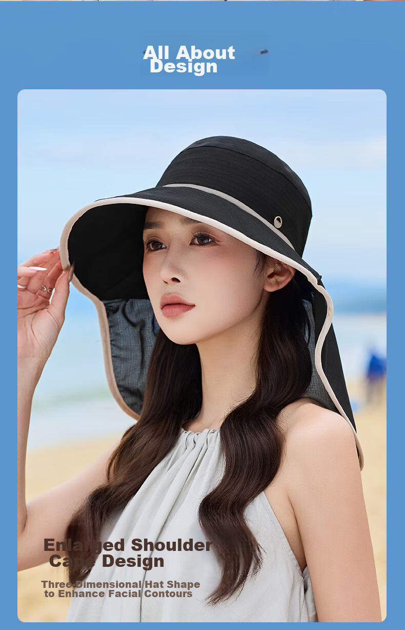 TUCANO Sun Protection Hat for Women, Detachable Visor Hat with Neck Guard, Outdoor Face-Covering UV-Resistant Hat for Summer Tea Picking 7
