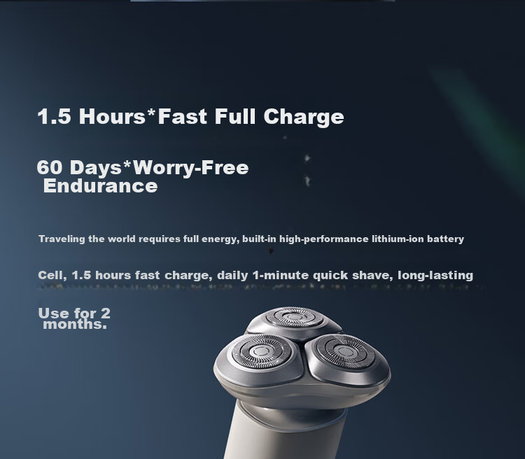 Mijia Electric Shaver S101, Dual-Ring Blade Net, Anti-Pinch, 18 Blades, Quick Shave in 1.5 Hours, Fast Charging, Twilight Blue, Birthday Gift for Boyfriend 15