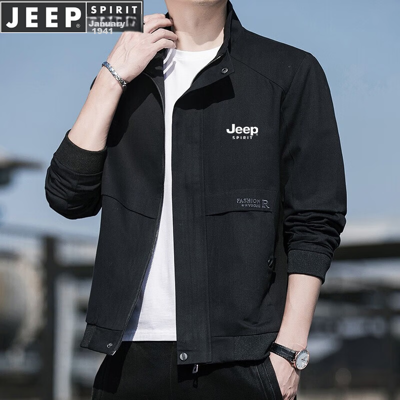 JEEP SPIRIT Men's Jeep Jacket Spring Autumn Casual Business Youth Trendy Versatile Men's Outerwear Bean Green XL 5