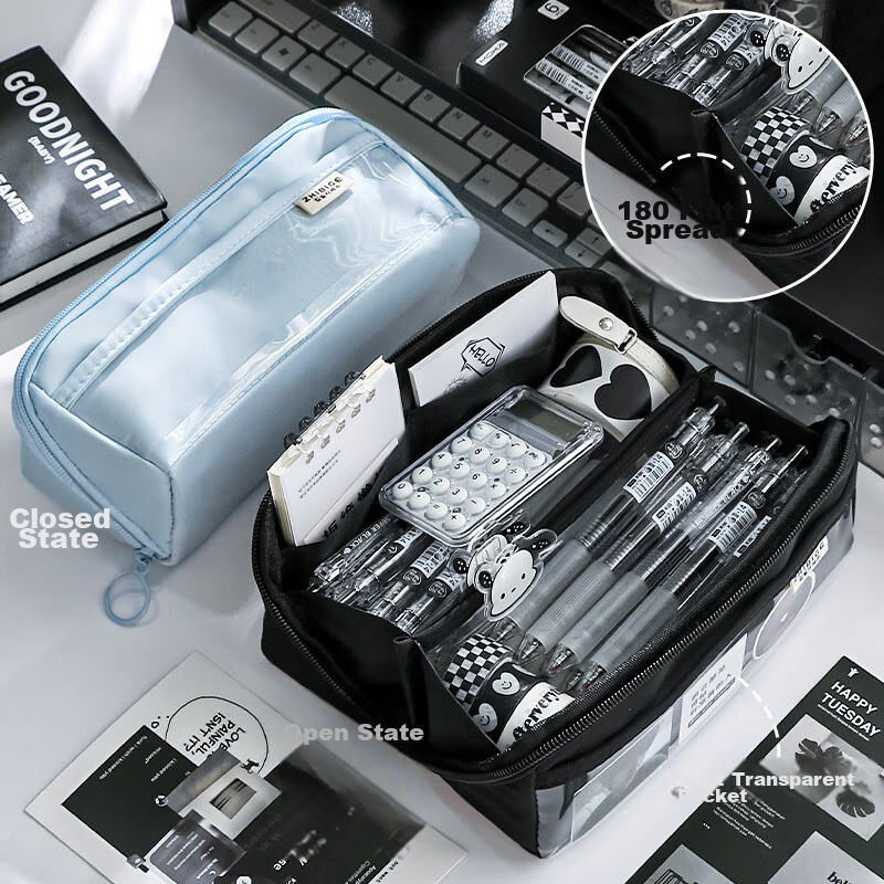 Meijiwan 10-Layer Large Capacity Pencil Case High-Value Stationery Box for Girls Junior High Students Simple Multifunctional Storage Bag Boys Elementary School First Grade Back-to-School Essential Bla 12