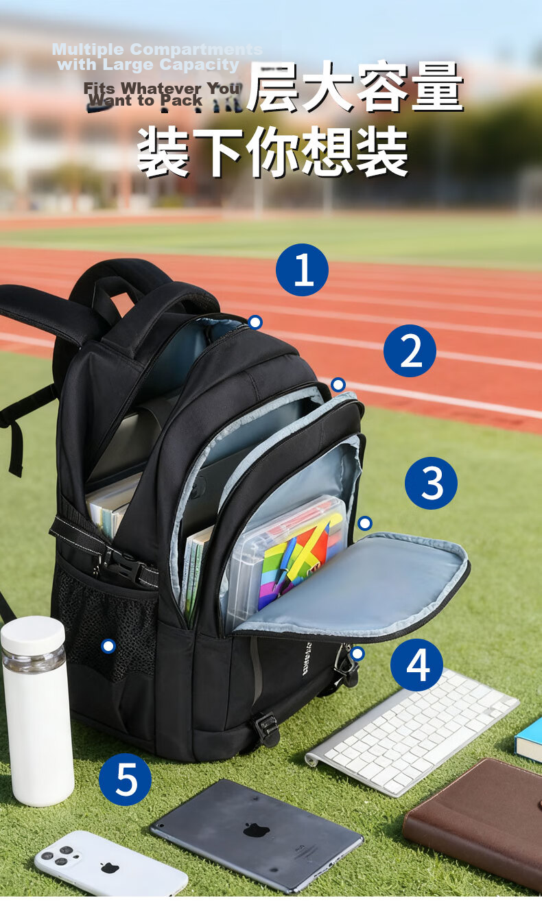 Edison Inventor High School Student Large Capacity Middle School University Lightweight Ergonomic Backpack Travel Laptop Bag W59-1 5