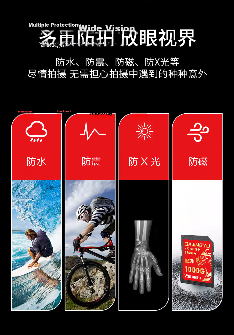 DAJINGYU Big Whale SD Card V30 64GB Camera Memory Card High Speed DSLR Storage Card Compatible with Sony A1/ZV-E1/A7M4 Nikon Canon Fujifilm Panasonic 7
