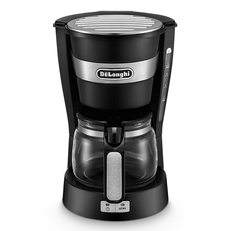 Delonghi Coffee Maker American Drip Coffee Machine Small Home 650ml Large Capacity Thermal Carafe Anti-Drip Adjustable Strength American Drip ICM14011.BK Black Gift