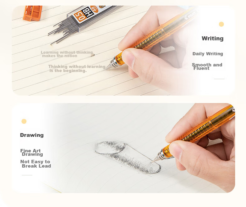 PILOT HB Mechanical Pencil Lead Refills for Primary School Students' Handwriting Practice, Children's Pencil Lead Refills, Stationery, Not Easily Broken PL-3ENOG 0.3mm Refill, 12 Pieces/tube 6