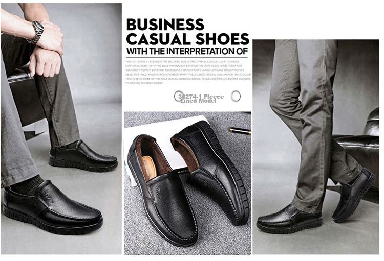 EGCHI Business Casual Shoes for Men, Leather Slip-On Shoes, Top-Grain Cowhide, Middle-Aged Footwear, 36274 Hollow-Out Style, Size 40 23