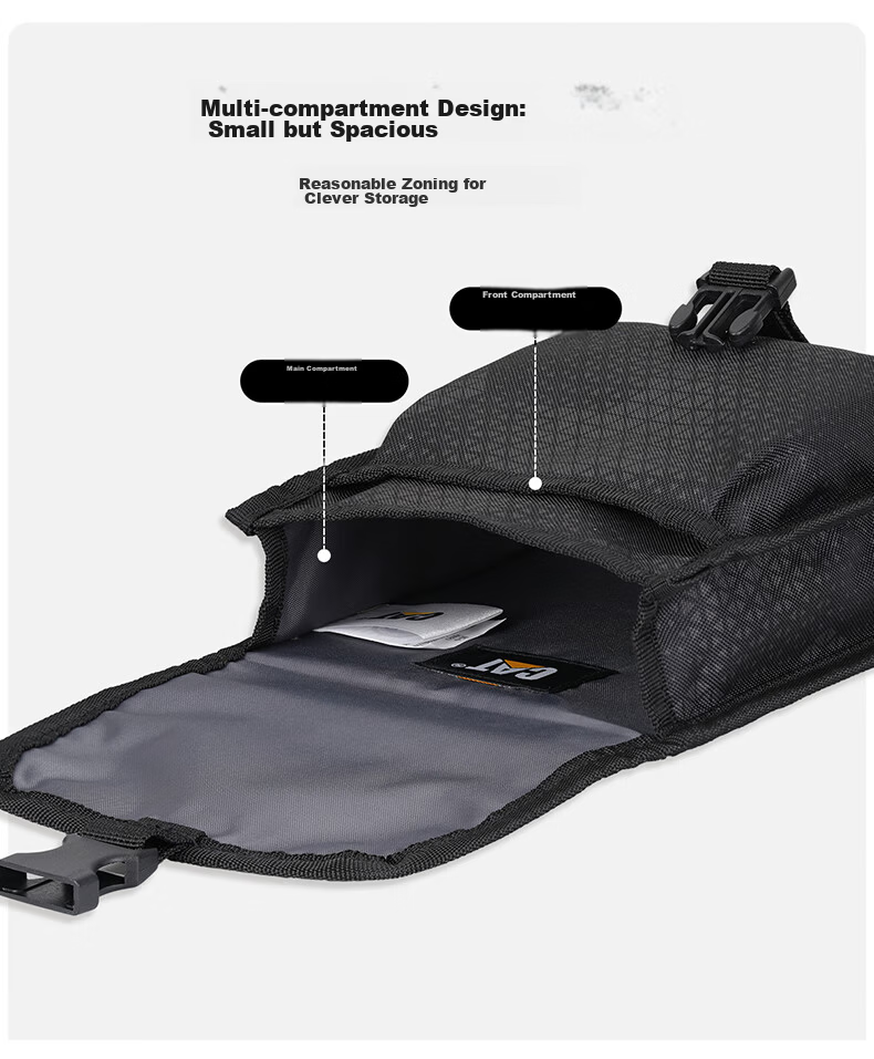 CAT Mini Shoulder Bag Small Phone Bag Casual Crossbody Outdoor Sports Neck Hanging Lightweight Flap Lock Black 84717 4