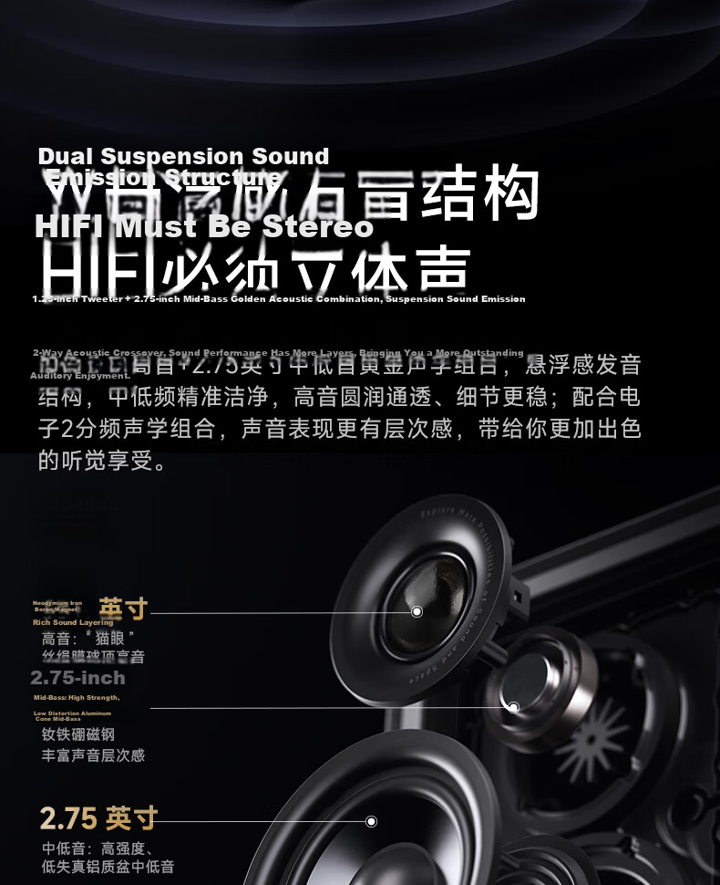 Manbuzhehuazai Halo 2.0 Abyss Monitoring Speaker, Bluetooth Computer Speaker, Desktop Speaker, HIFI-Grade Sound Quality, TV Speaker, Living Room Speaker, Poxiaobai 10
