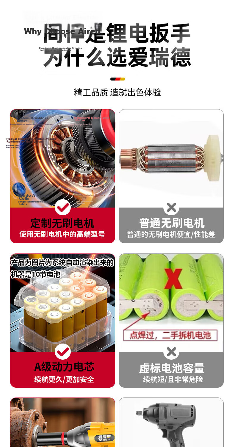 Aired 580N Lithium Battery Electric Wrench High Torque Cordless Impact Wrench Drill Impact Socket Power Tool 1