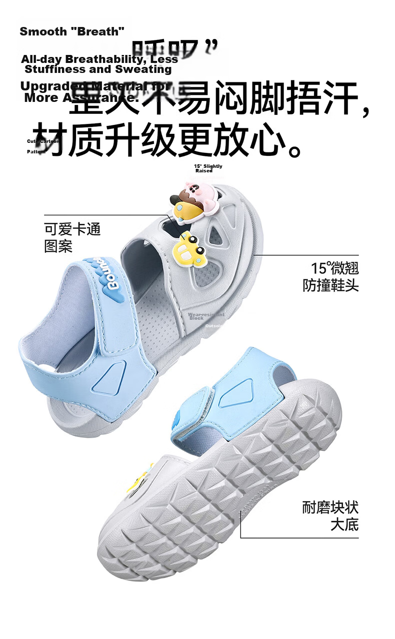 Cheerful Mario Baby Boys Summer Closed-Toe Sandals 2026 New Hollow Shoes Kids Non-Slip Soft Sole Girls Beach Shoes 2