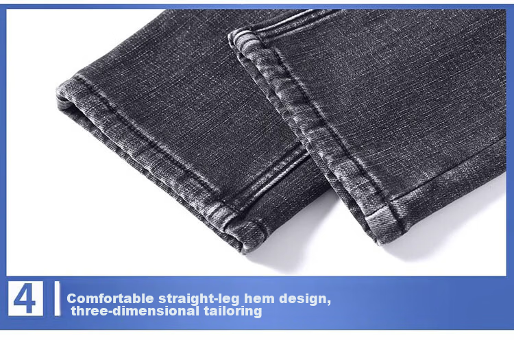 TUCANO Men's Jeans Autumn Loose Straight Business Casual Stretch Trendy Pants Black Gray 32 16