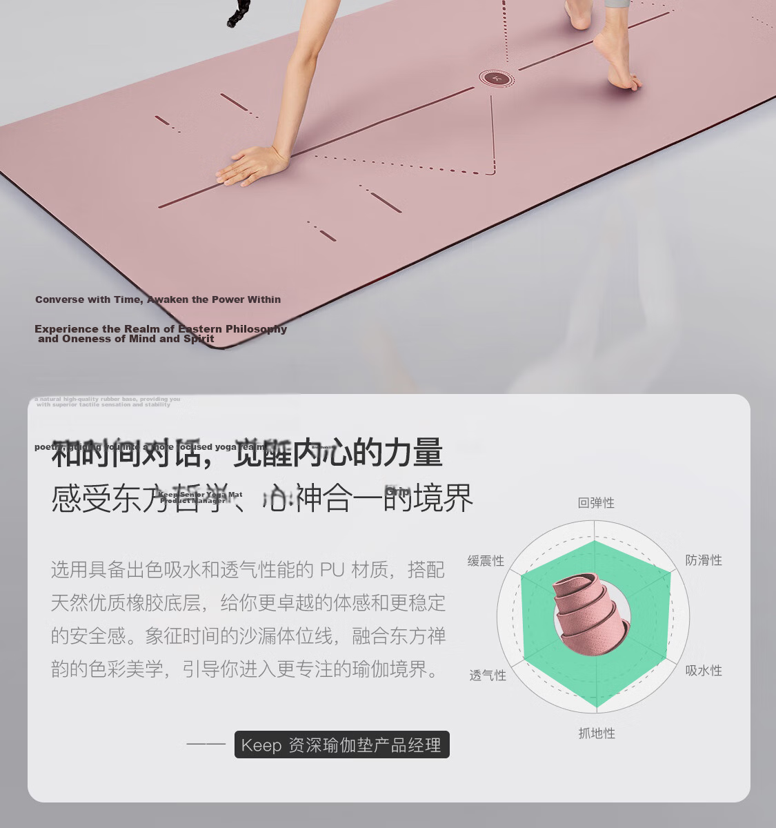 Keep Natural Rubber Professional Non-Slip Yoga Mat for Men and Women Home Fitness with Positioning Lines Classic Black 8