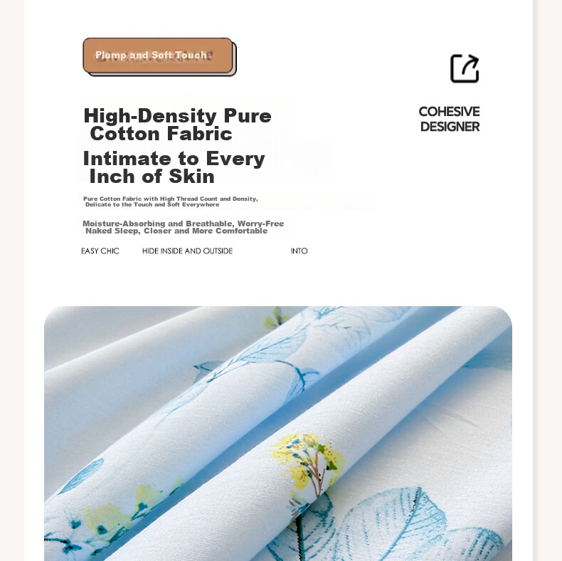 Hodo 100% Cotton Quilt Cover Single Piece 1.5x2m Thickened Pure Cotton Quilt Case for Single Bed Light Color 7