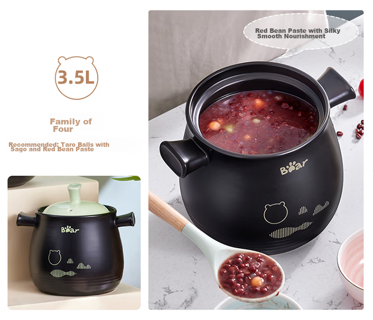 Bear 6L High-Temperature Resistant Ceramic Casserole Pot for Whole Chicken Soup Stewing, Gas Stove Compatible, Crack-Resistant Clay Pot 13