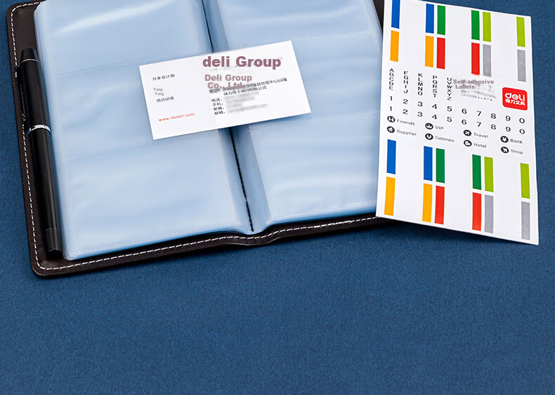 Deli 90 Pockets (180 Cards) Leather Open-Style Business Card Holder for Men And Women, Office Supplies, Random Color 5792 9