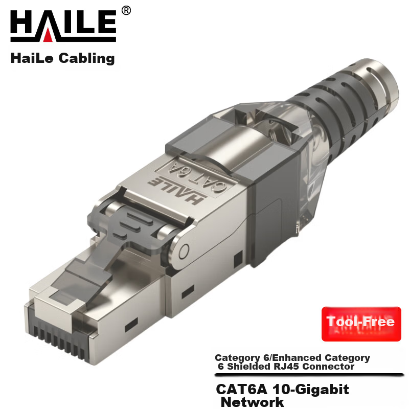 HAILE Cat6A Tool-Free Shielded RJ45 Connector Gigabit Ethernet Plug HT-MDFC6A