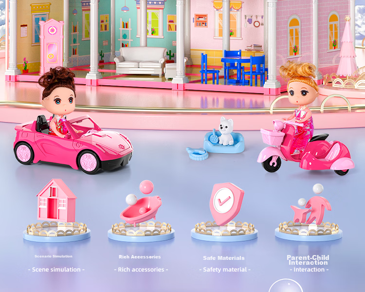 Guou Toy Girls Dollhouse Dress-Up Playhouse Princess Castle Gift Box Children's Birthday Present 3