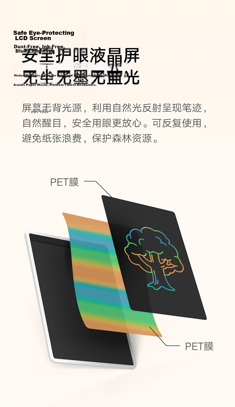 Mijia LCD Drawing Board, Colorful Version 10-Inch, Children's Drawing Pad, Writing Calculation Handwriting Drawing Doodling, Electronic Drawing Board, Writing Tablet 9