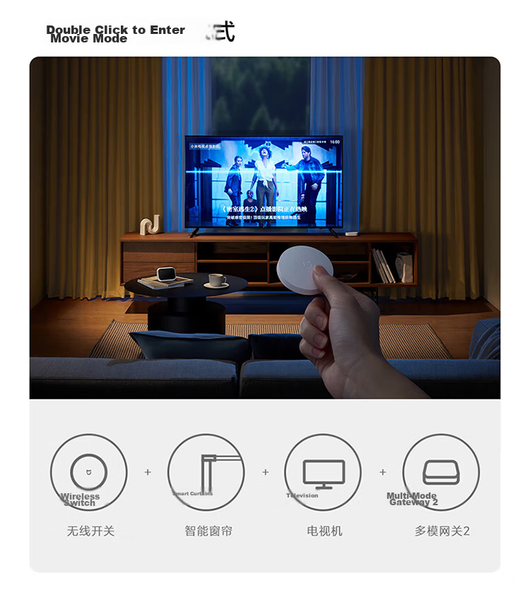 MI Wireless Bluetooth Smart Switch Button Wireless Switch Compatible with Gateway Adhesive and Portable 10