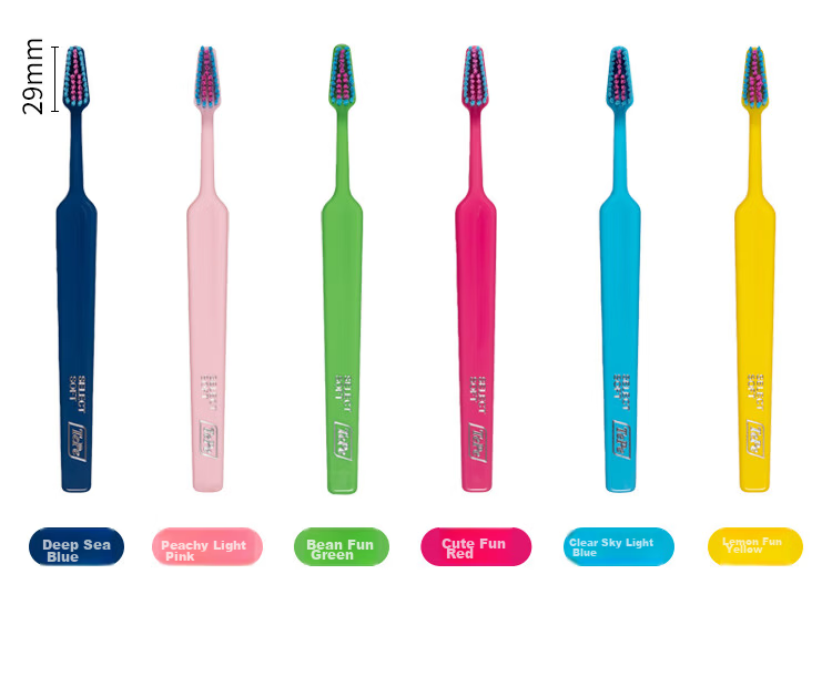 Tepe Swedish Imported Fun Slim Medium Bristle Toothbrush Adult Small Head Tapered Brush Tooth Stain Removal Unisex - Cute Rose Red 5