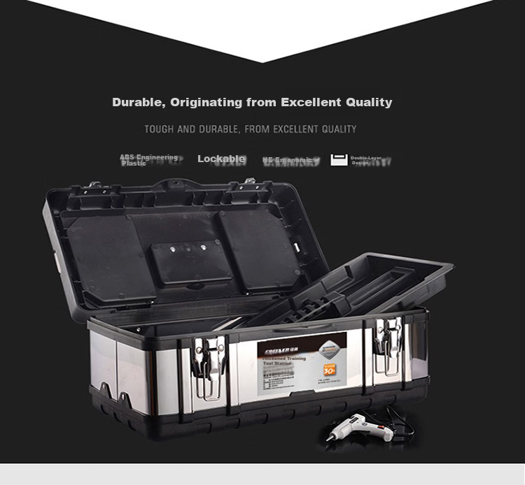 GREENER Flagship 20-inch Stainless Steel Toolbox Electrician Metal Portable Large Capacity Full Set Multifunctional Double Layer 10