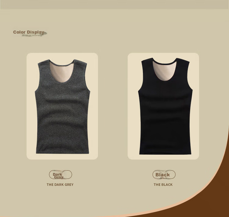 LangSha Thermal Vest for Men, Autumn And Winter, Lambswool Fleece-Lined, Thickened, Slim-Fit, Inner Wear, Cold-Proof Base Layer for Me 15