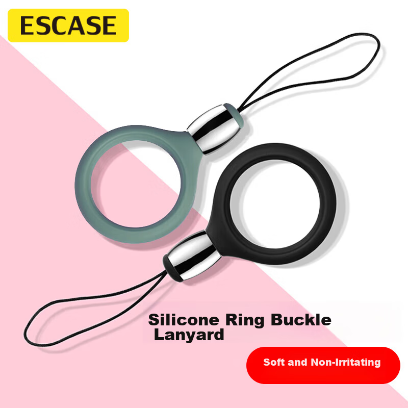 ESCASE [2-Pack] Phone Lanyard Ring Finger Holder for Apple 16 Pro Max / Huawei Mate 60, Silicone Soft Strap, Black + Green ES-XR2