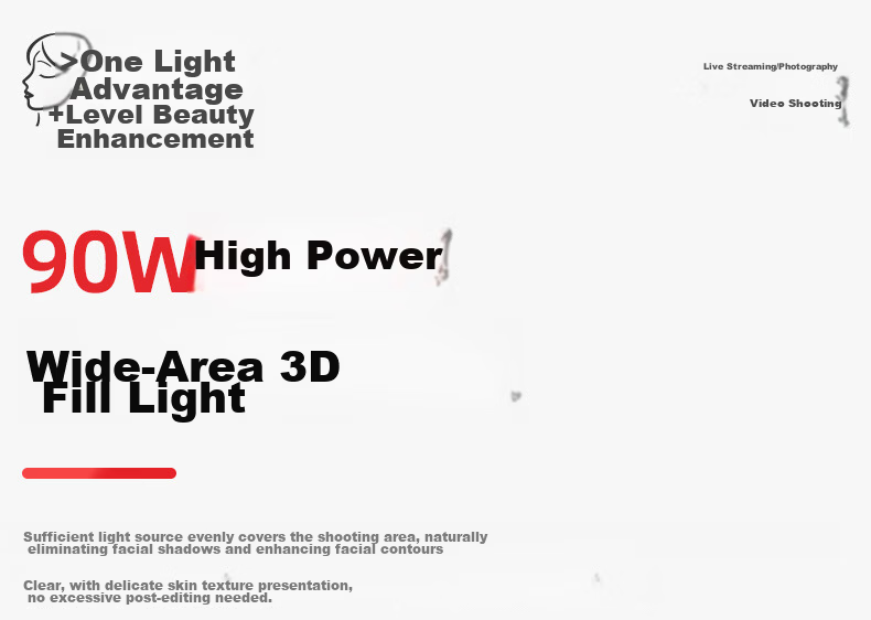 LATZZ 80W Live Streaming Fill Light, Flat Photography Light, LED Host Beauty Light, Professional Indoor Studio Desktop Food Video Soft Light, Face Light 8