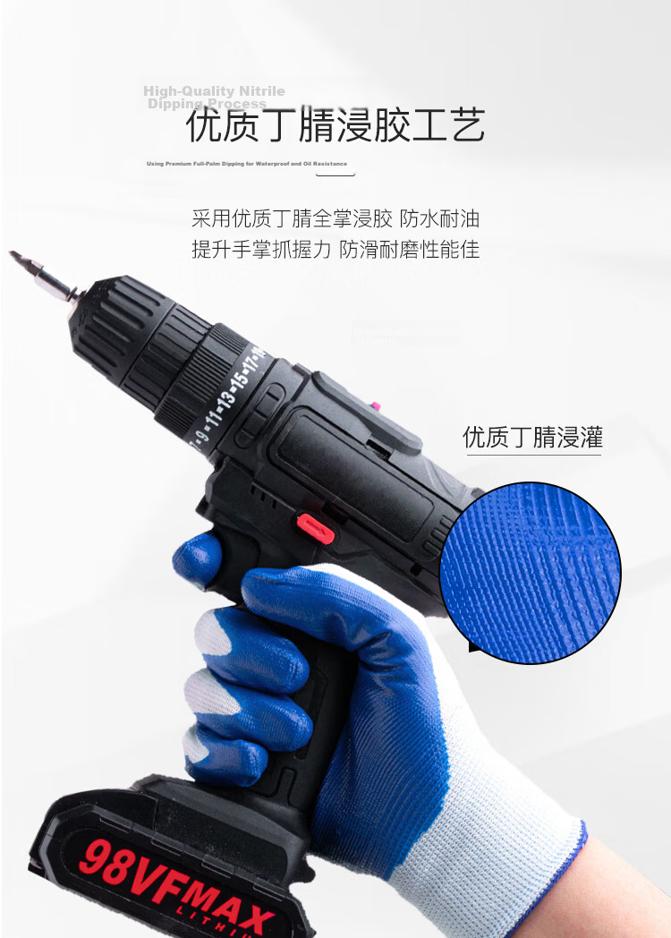 XINGGONG Latex-Coated Work Gloves, Non-Slip, Wear-Resistant, for Beach Combing And Fish Cleaning, Anti-Pinch, Anti-Puncture, Double-Layer Palm Coating with Wrinkled Texture, Labor Protection Gloves, 2 Pairs Per Pack J8 4