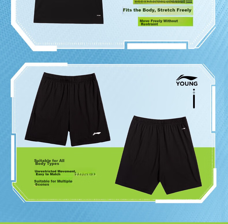 LI-NING Boys' Quick-Dry Summer Sports Set 2026 New Short Sleeve and Shorts Breathable Two-Piece Kids' Outfit 7